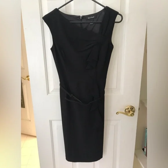 Dresses | White House Black Market Black Capped Sleeved Belted Dress | Poshmark Dresses | White House Black Market Black Capped Sleeved Belted Dress | Poshmark